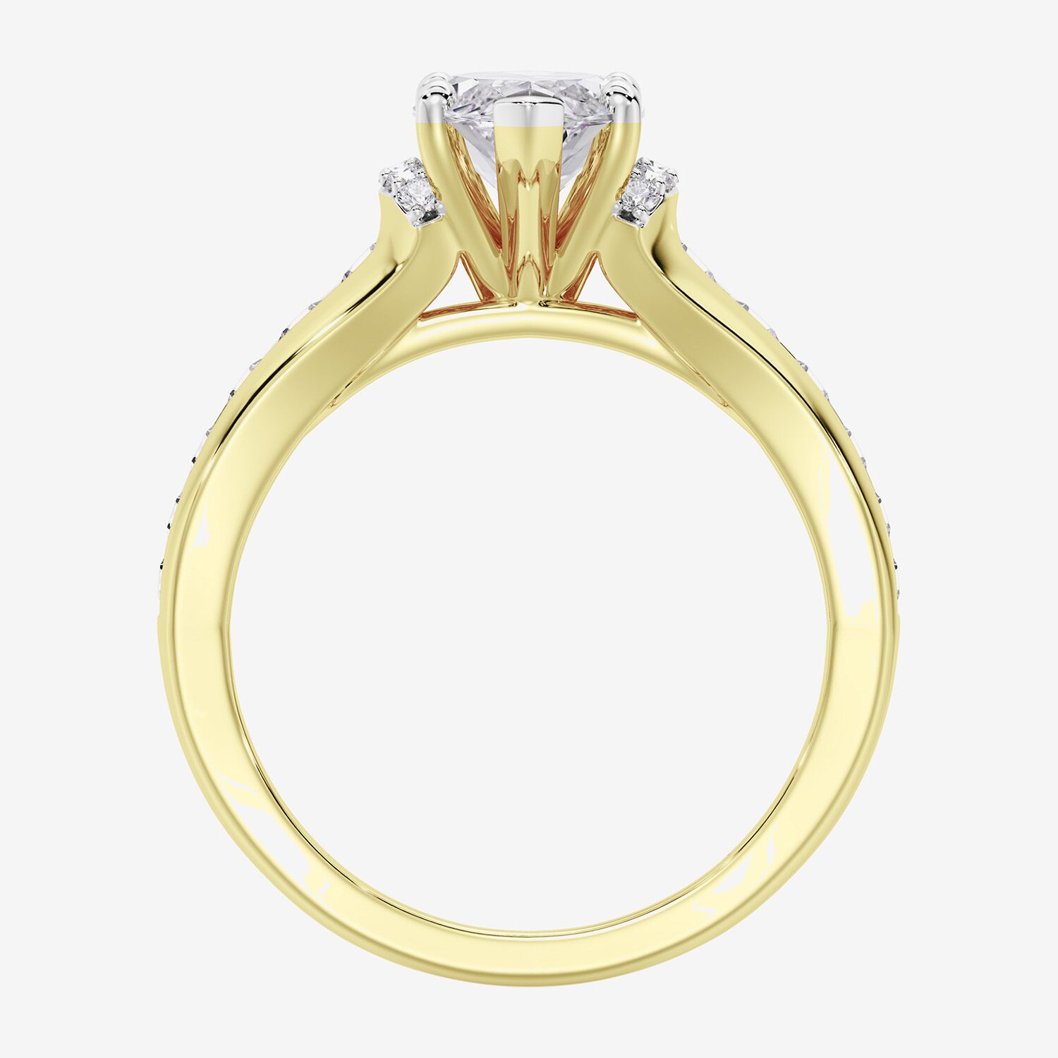 (F / Vs2) Womens 1 1/2 CT. T.W. Lab Grown White Diamond 10K Gold Marquise Side Stone Engagement Ring