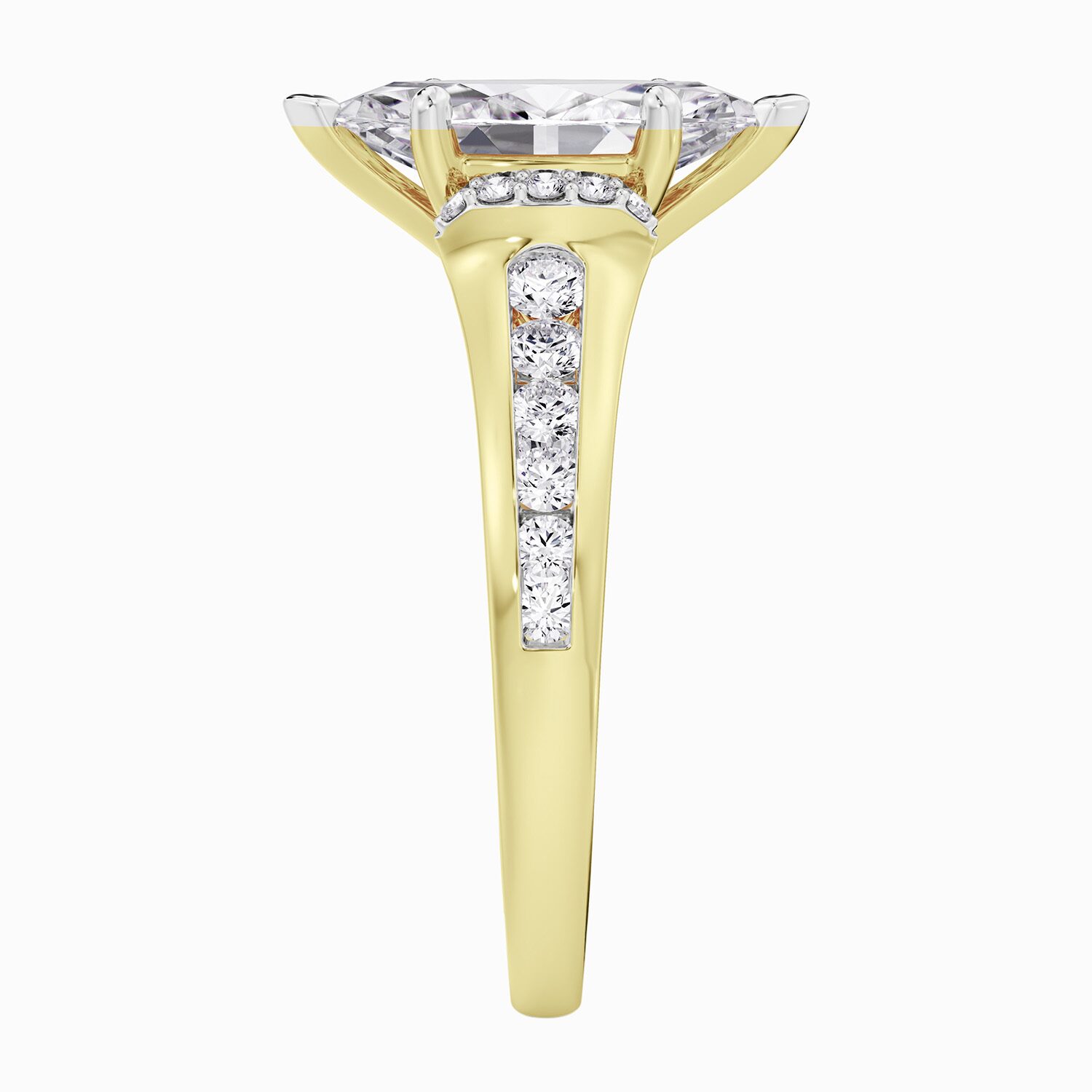 (F / Vs2) Womens 1 1/2 CT. T.W. Lab Grown White Diamond 10K Gold Marquise Side Stone Engagement Ring