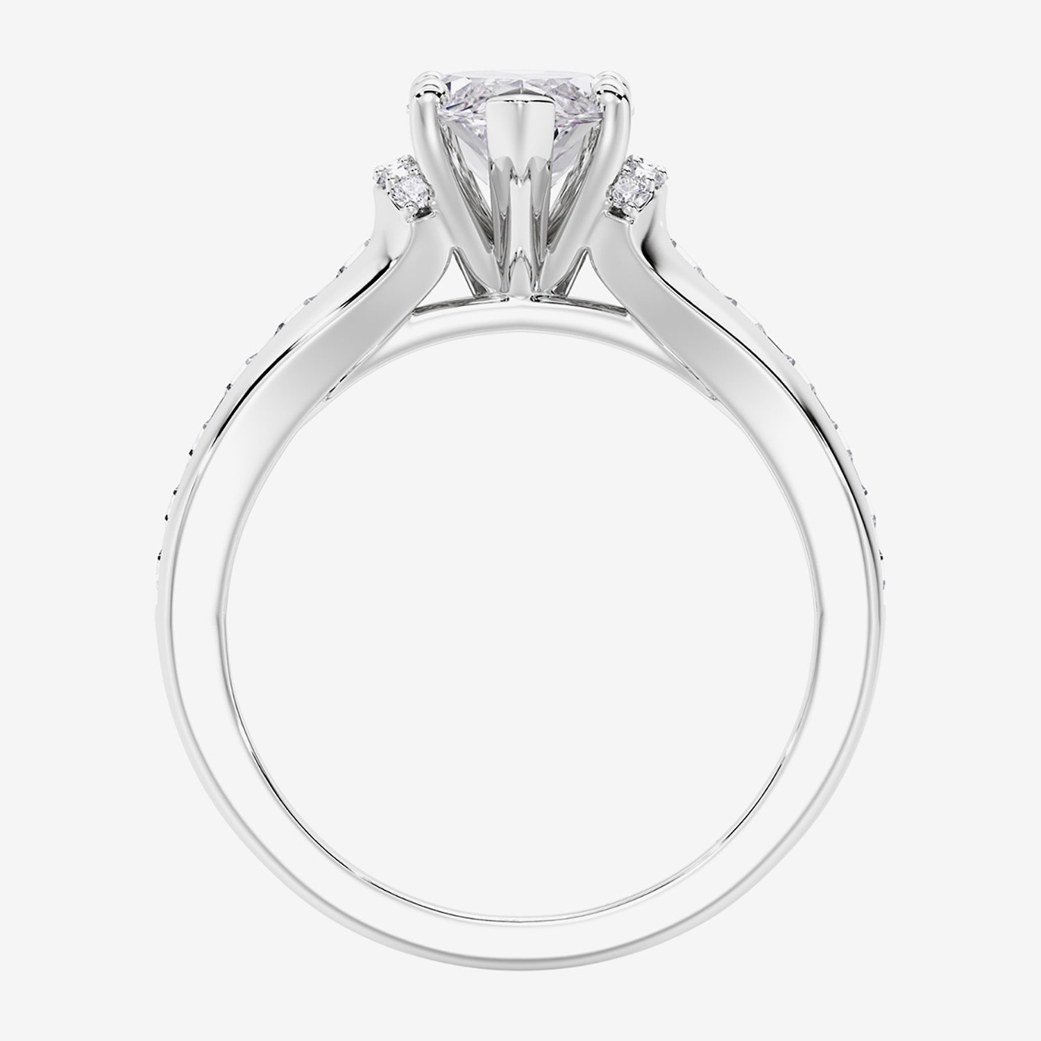 (F / Vs2) Womens 1 1/2 CT. T.W. Lab Grown White Diamond 10K Gold Marquise Side Stone Engagement Ring
