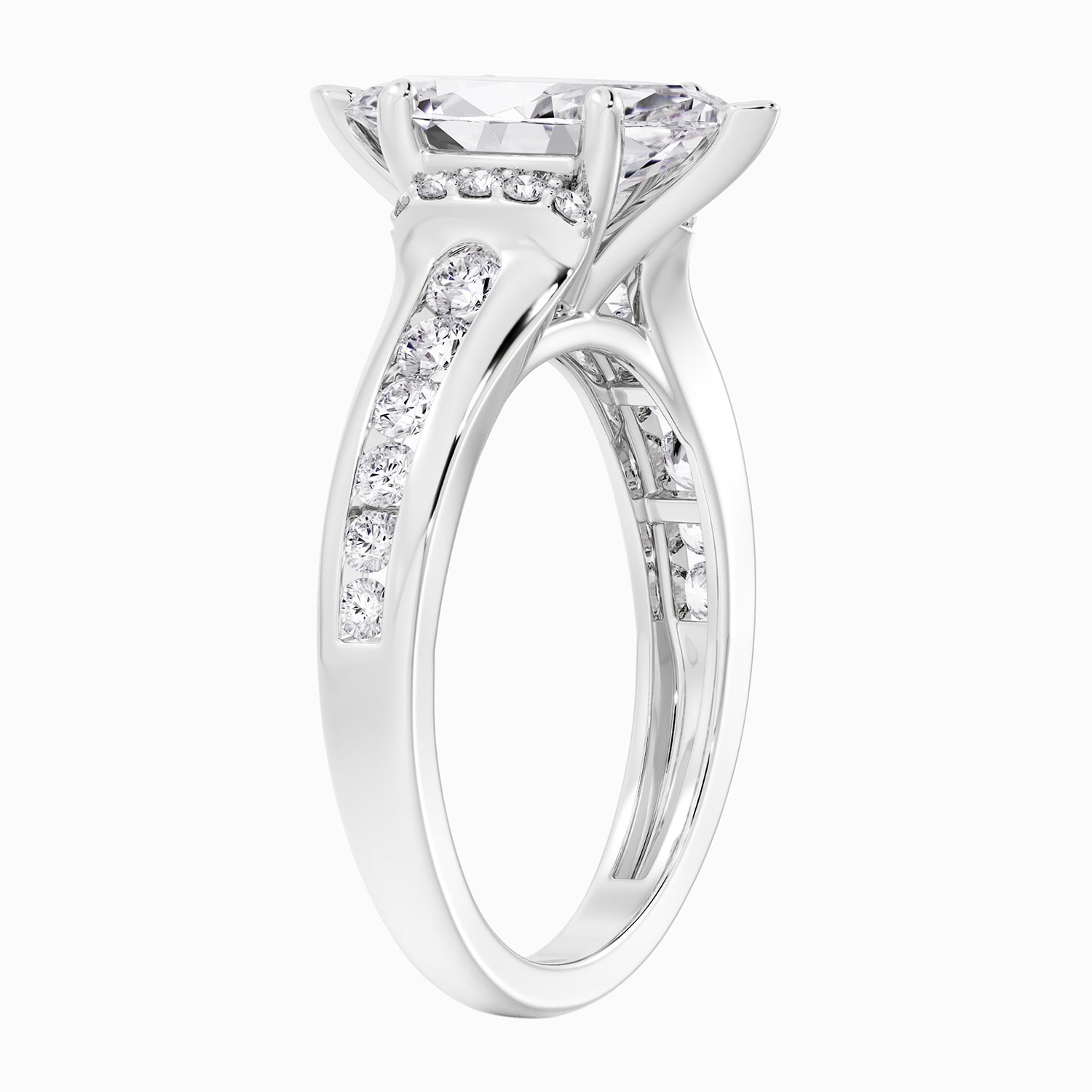 (F / Vs2) Womens 1 1/2 CT. T.W. Lab Grown White Diamond 10K Gold Marquise Side Stone Engagement Ring