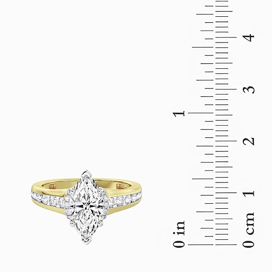 (F / Vs2) Womens 3 3/4 CT. T.W. Lab Grown White Diamond 10K Gold Marquise Side Stone Engagement Ring