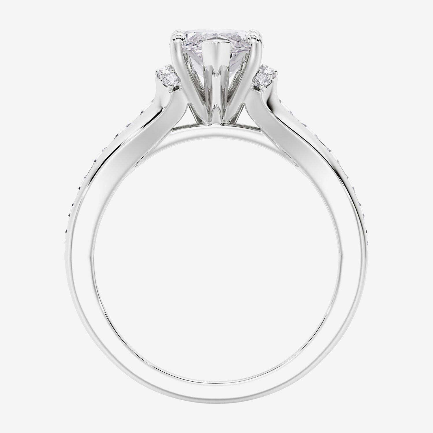 (F / Vs2) Womens 1 1/2 CT. T.W. Lab Grown White Diamond 10K Gold Marquise Side Stone Engagement Ring