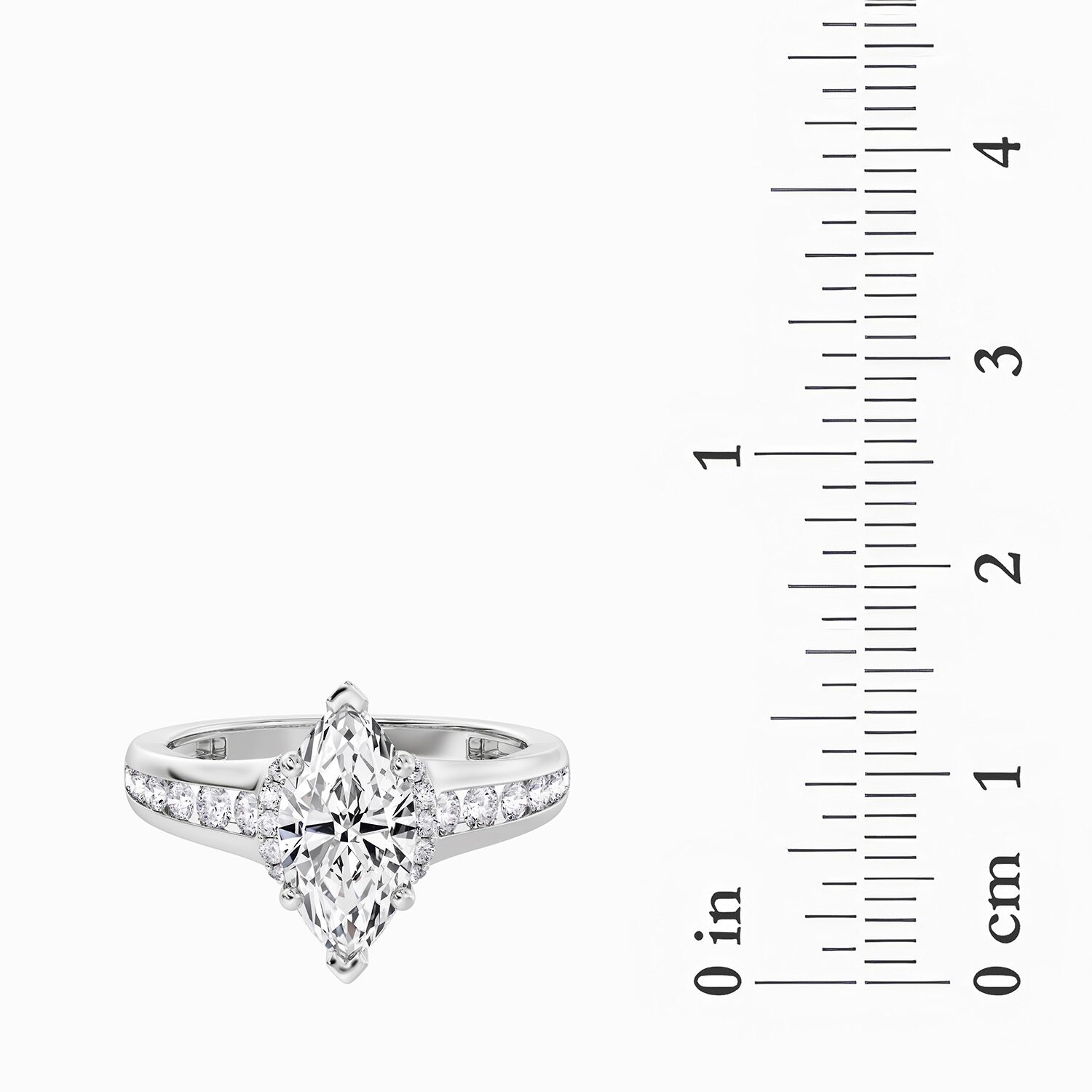 (F / Vs2) Womens 1 1/2 CT. T.W. Lab Grown White Diamond 10K Gold Marquise Side Stone Engagement Ring