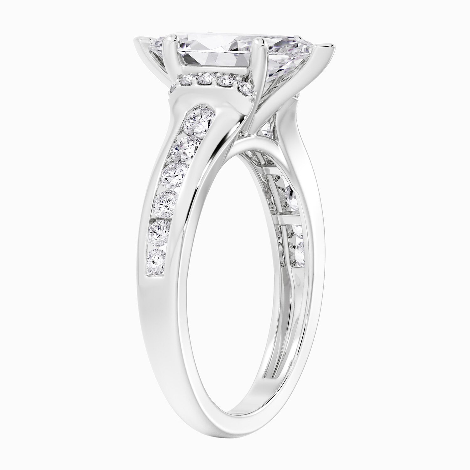 (F / Vs2) Womens 1 1/2 CT. T.W. Lab Grown White Diamond 10K Gold Marquise Side Stone Engagement Ring