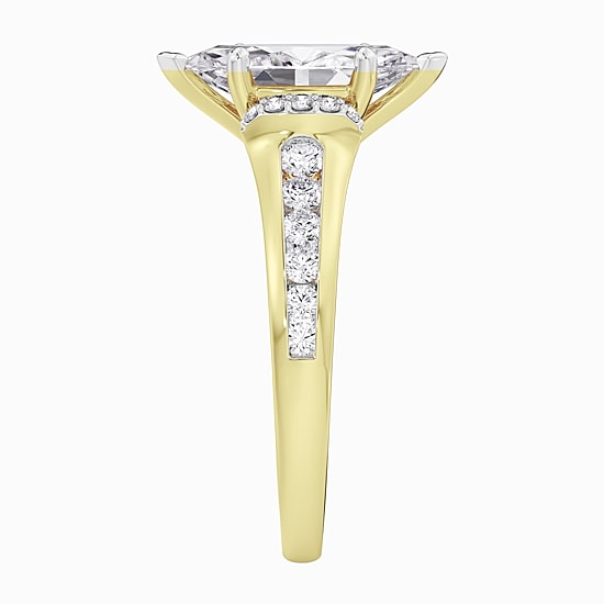 (F / Vs2) Womens 6 CT. T.W. Lab Grown White Diamond 10K Gold Marquise Side Stone Engagement Ring