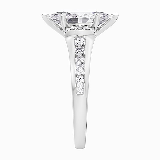 (F / Vs2) Womens 2 1/2 CT. T.W. Lab Grown White Diamond 10K Gold Marquise Side Stone Engagement Ring