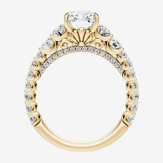 Enchanted Disney Fine Jewelry Ariel (F / Si1) Womens 3 1/3 Ct. T.W. Lab Grown White Diamond 10K Gold Rectangular Ariel Princess The Little Mermaid Side Stone Engagement Ring