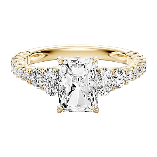 Enchanted Disney Fine Jewelry Ariel (F / Si1) Womens 3 1/3 Ct. T.W. Lab Grown White Diamond 10K Gold Rectangular Ariel Princess The Little Mermaid Side Stone Engagement Ring
