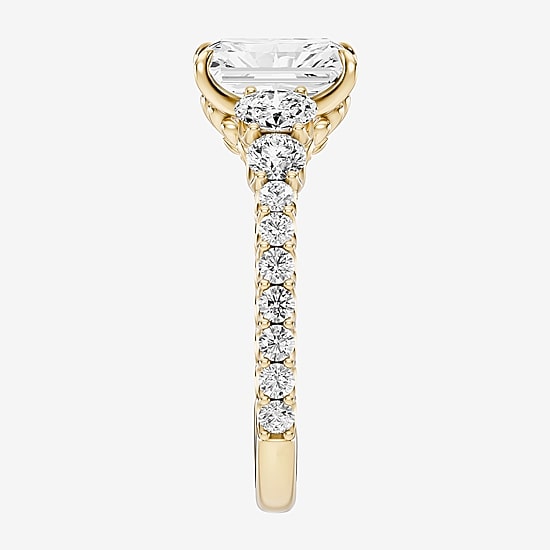 Enchanted Disney Fine Jewelry Ariel (F / Si1) Womens 3 1/3 Ct. T.W. Lab Grown White Diamond 10K Gold Rectangular Ariel Princess The Little Mermaid Side Stone Engagement Ring