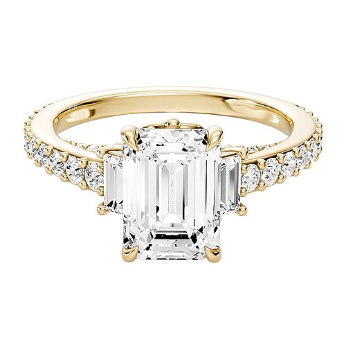 Enchanted Disney Fine Jewelry Cinderella (F / Si1) Womens 2 5/8 Ct. T.W. Lab Grown White Diamond 10K Gold Cinderella Princess Side Stone Engagement Ri