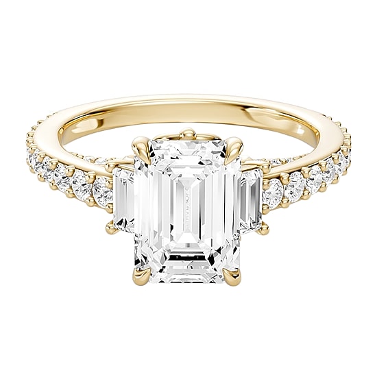 Enchanted Disney Fine Jewelry Cinderella (F / Si1) Womens 2 5/8 Ct. T.W. Lab Grown White Diamond 10K Gold Cinderella Princess Side Stone Engagement Ring