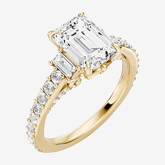 Enchanted Disney Fine Jewelry Cinderella (F / Si1) Womens 2 5/8 Ct. T.W. Lab Grown White Diamond 10K Gold Cinderella Princess Side Stone Engagement Ring