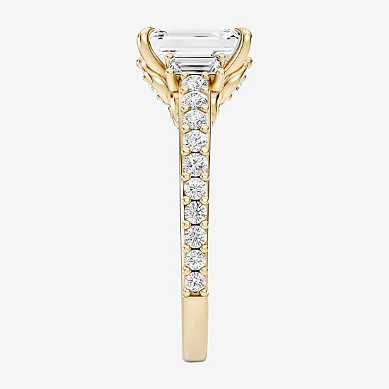Enchanted Disney Fine Jewelry Cinderella (F / Si1) Womens 2 5/8 Ct. T.W. Lab Grown White Diamond 10K Gold Cinderella Princess Side Stone Engagement Ring