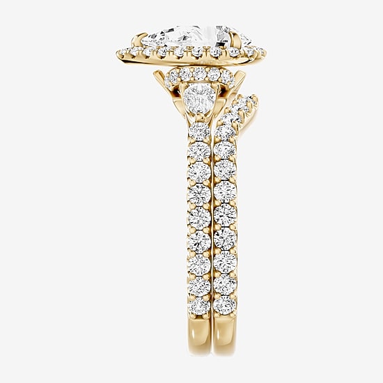 Enchanted Disney Fine Jewelry Belle (F / Si1) Womens 2 1/8 Ct. T.W. Lab Grown White Diamond 10K Gold Beauty and the Beast Belle Princess Side Stone Halo Bridal Set