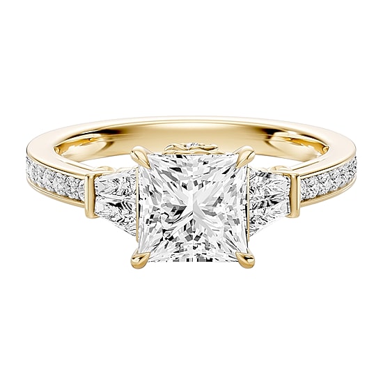 Enchanted Disney Fine Jewelry Belle (F / Si1) Womens 2 5/8 Ct. T.W. Lab Grown White Diamond 10K Gold Beauty and the Beast Belle Princess Side Stone Engagement Ring