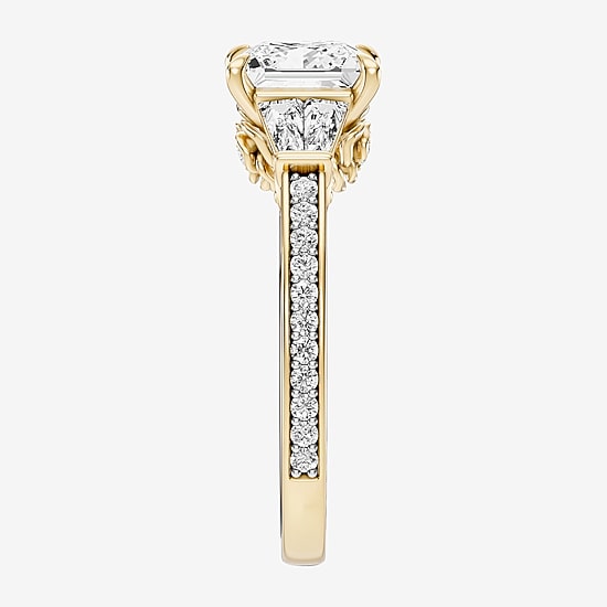 Enchanted Disney Fine Jewelry Belle (F / Si1) Womens 2 5/8 Ct. T.W. Lab Grown White Diamond 10K Gold Beauty and the Beast Belle Princess Side Stone Engagement Ring