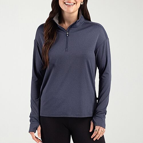 Cutter & Buck Womens Mock Neck Long Sleeve Quarter-zip Pullover In Blue
