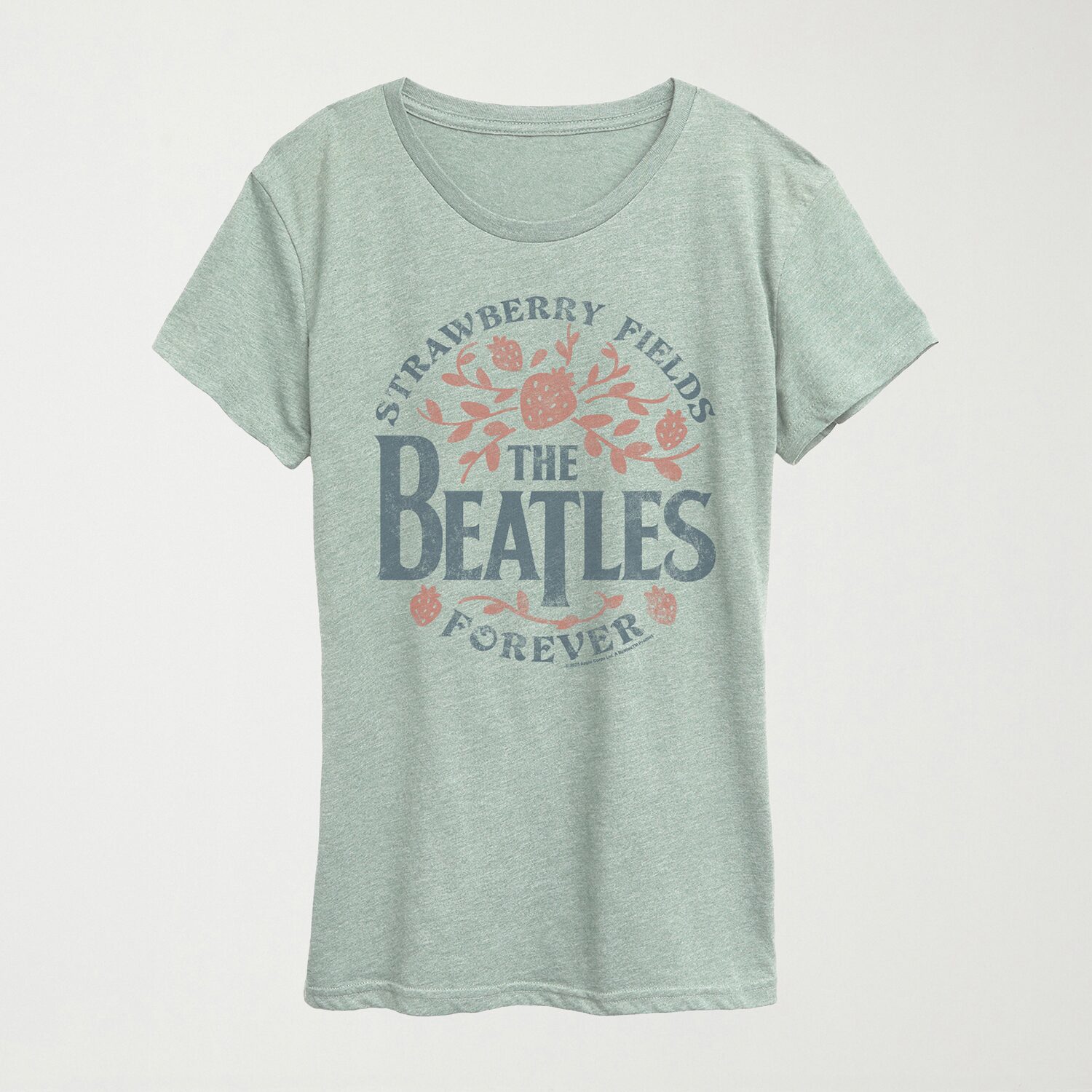 Strawberry Fields Womens Crew Neck Short Sleeve Classic Fit The Beatles Graphic T-Shirt