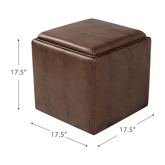Kinfine HomePop Lift-Off Lid Ottoman in Faux Leather