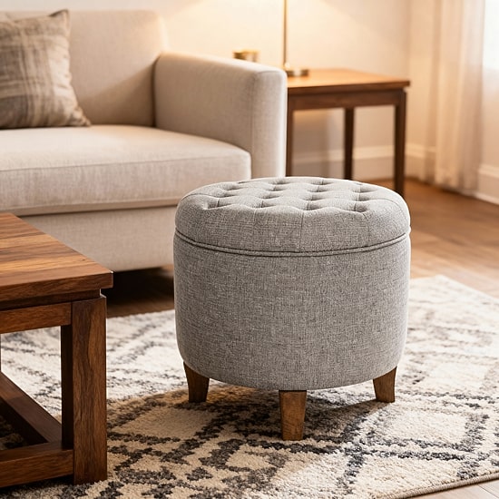 Kinfine Homepop Storage Tufted Lift-Top Ottoman