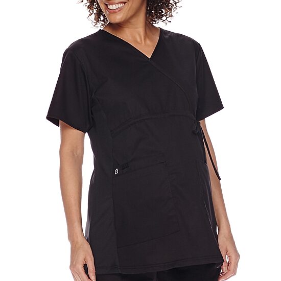 Wink® Wonderwork Maternity Mock Wrap Womens V Neck Short Sleeve Tag Free Scrub Top
