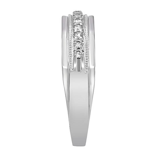 Mens 3MM 1/4 CT. T.W. Natural White Diamond 10K Gold Wedding Band