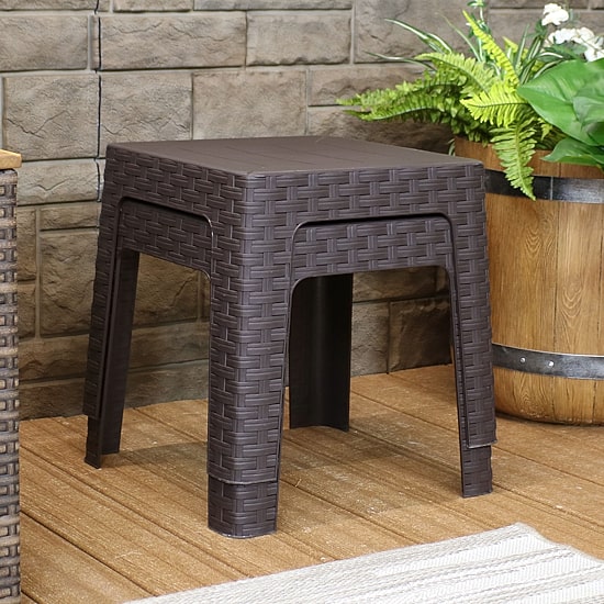 2pc Plastic Square Patio Side Table