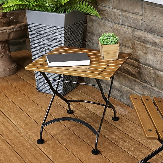 European Wood Folding Square Patio Side Table