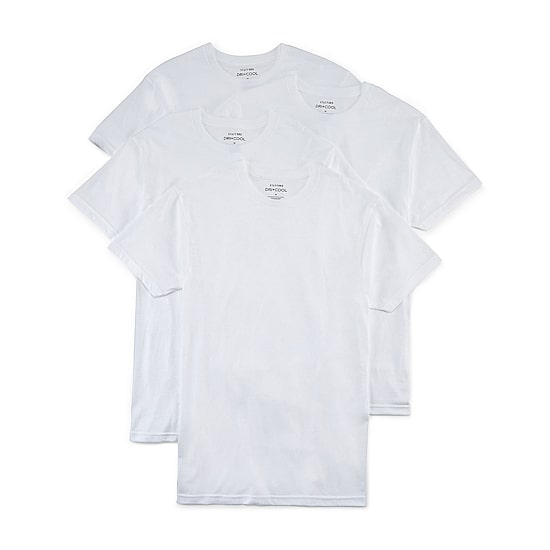 Stafford Dry + Cool Mens 4 Pack Short Sleeve Crew Neck Moisture Wicking T-Shirt Big