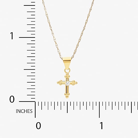 Girls 14K Gold Cross 15 Inch Pendant Necklace