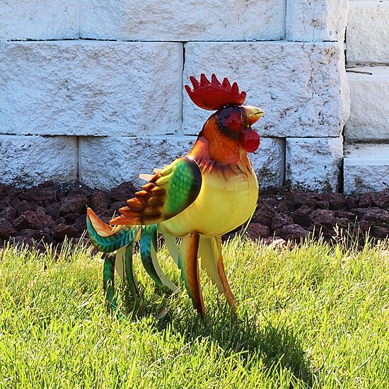 Net Health Shops Romeo The Rooster Outdoor Statue Metal Yard Art