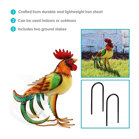 Net Health Shops Romeo The Rooster Outdoor Statue Metal Yard Art