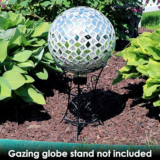 Net Health Shops Diamond Mosaic Gazing Globe - 10 Inch Glass Yard Art