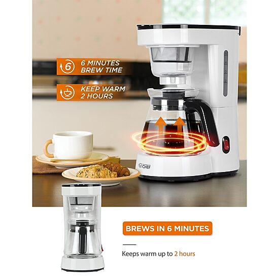 Commercial Chef Drip Coffee Maker with pour over cup