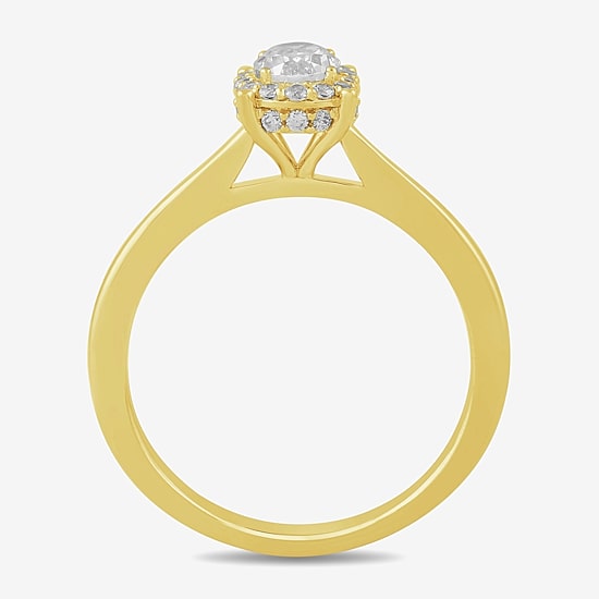 (G / Si2) Womens 3/4 CT. T.W. Lab Grown White Diamond Sterling Silver Oval Side Stone Halo Bridal Set