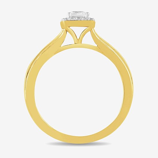(G / Si2) Womens 3/4 CT. T.W. Lab Grown White Diamond 14K Gold Over Silver Cushion Side Stone Halo Bridal Set