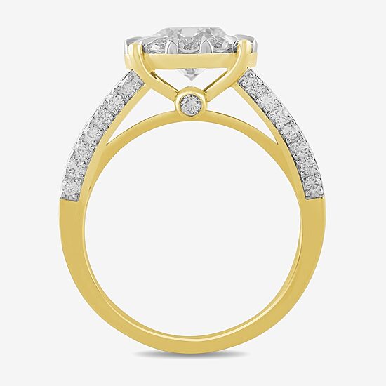 (G / Si2) Womens 3 CT. T.W. Lab Grown White Diamond 10K Gold Round Side Stone Wedding Bridal Set