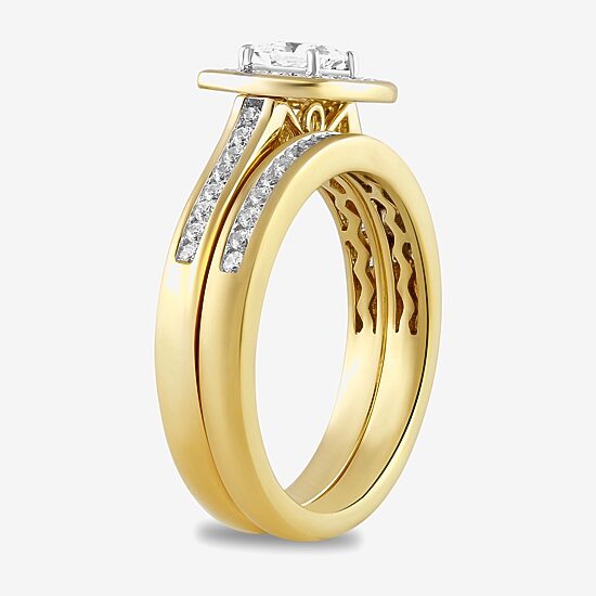 Womens 1 CT. T.W. Lab Grown White Diamond 14K Gold Over Silver Wedding Bridal Set