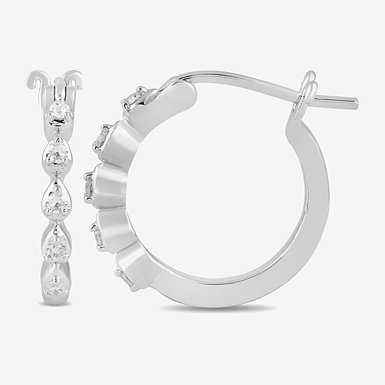 (I / I2) Womens 1/10 CT. T.W. Lab Grown White Diamond Sterling Silver 14.8mm Hoop Earrings