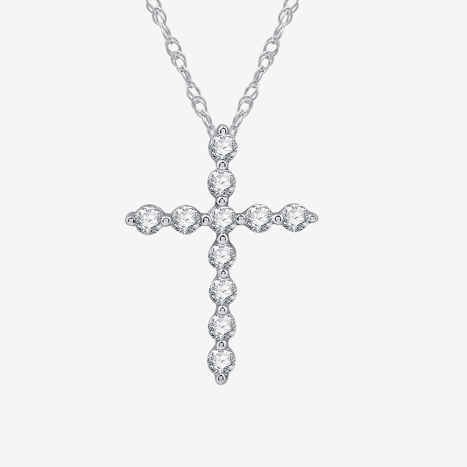 Womens 1/4 CT. T.W. Lab Grown White Diamond Sterling Silver Cross 18 Inch Pendant Necklace