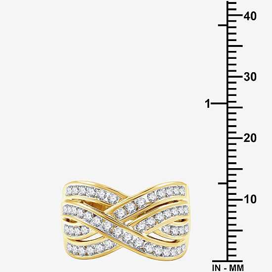 Womens 1 CT. T.W. Lab Grown White Diamond 14K Gold Over Silver Sterling Silver Band