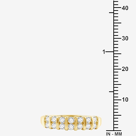 Sterling Silver Womens 1/2 CT. T.W. Lab Grown White Diamond 14K Gold Over Silver Sterling Silver Band