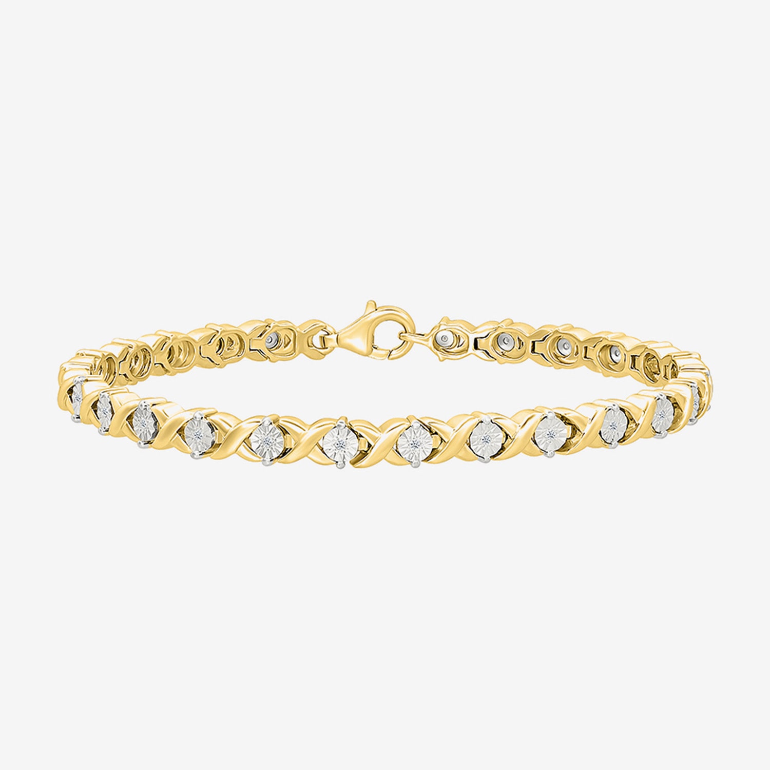 Womens 1/10 CT. T.W. Natural White Diamond Sterling Silver 7.5 Inch Tennis Bracelet