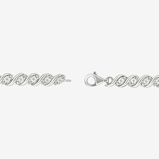 Womens 1/10 CT. T.W. Natural White Diamond Sterling Silver 7.25 Inch Tennis Bracelet