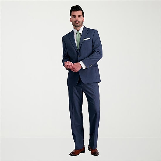 Haggar JMH Sharkskin Mens Stretch Fabric Classic Fit Windowpane Suit Jacket