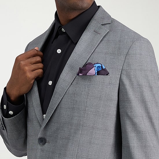Haggar JMH Glen Mens Stretch Fabric Slim Fit Plaid Suit Jacket