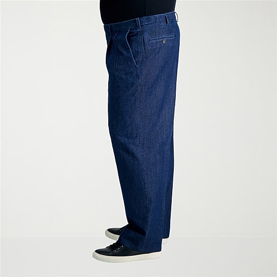 Haggar Stretch Denim Mens Classic Fit Big and Tall Pleated Pant