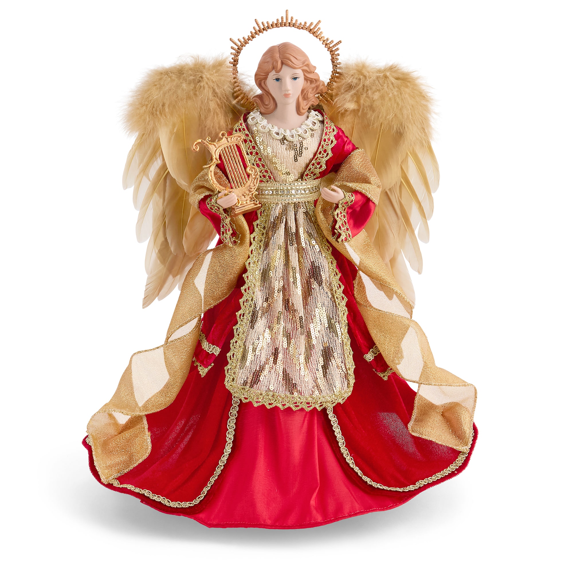 North Pole Trading Co. 16in Red And Gold Christmas Angels Figurine