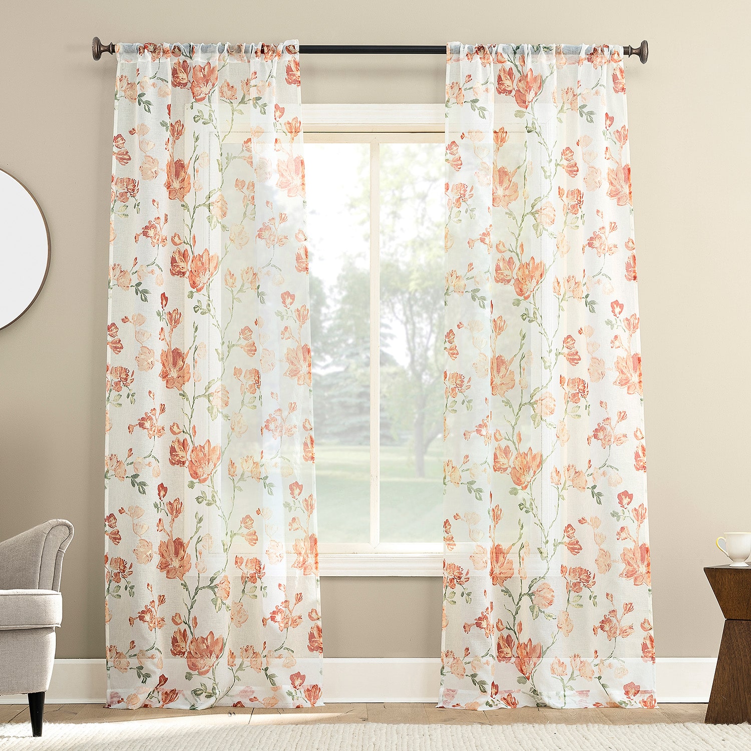Lena Rod Pocket Sheer Set of 2 Curtain Panel
