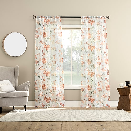 Lena Rod Pocket Sheer Set of 2 Curtain Panel